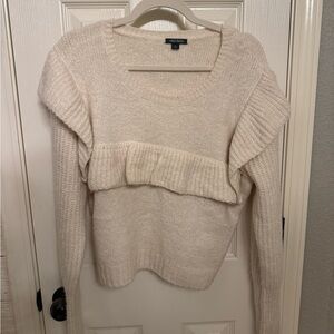 Wild Fable Cream Ruffle Sweater